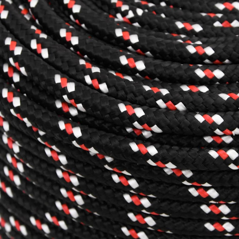 Frânghie de barcă, negru, 6 mm, 25 m, polipropilenă
