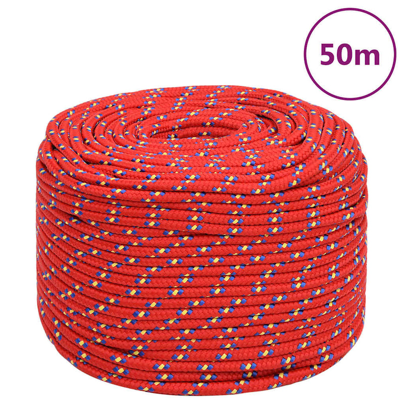 Frânghie de barcă, roșu, 6 mm, 50 m, polipropilenă