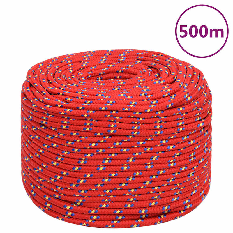 Frânghie de barcă, roșu, 10 mm, 500 m, polipropilenă