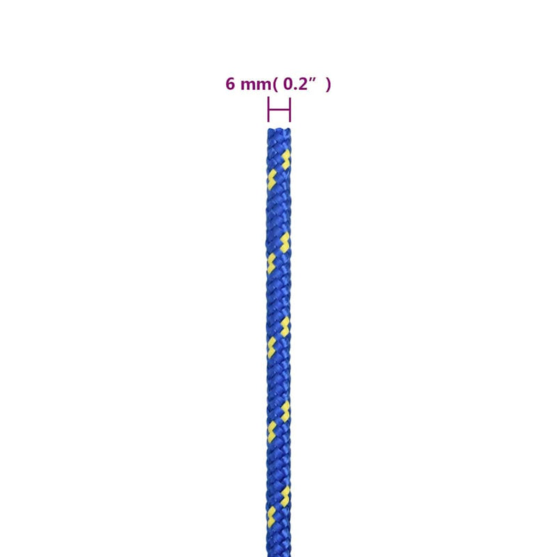 Frânghie de barcă, albastru, 6 mm, 25 m, polipropilenă