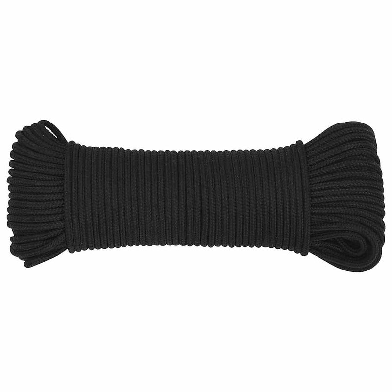Frânghie de barcă, negru complet, 3 mm, 250 m, polipropilenă