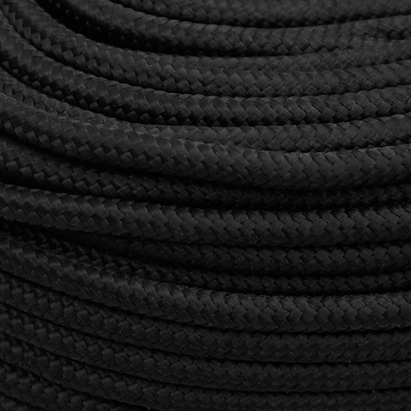 Frânghie de barcă, negru complet, 10 mm, 50 m, polipropilenă