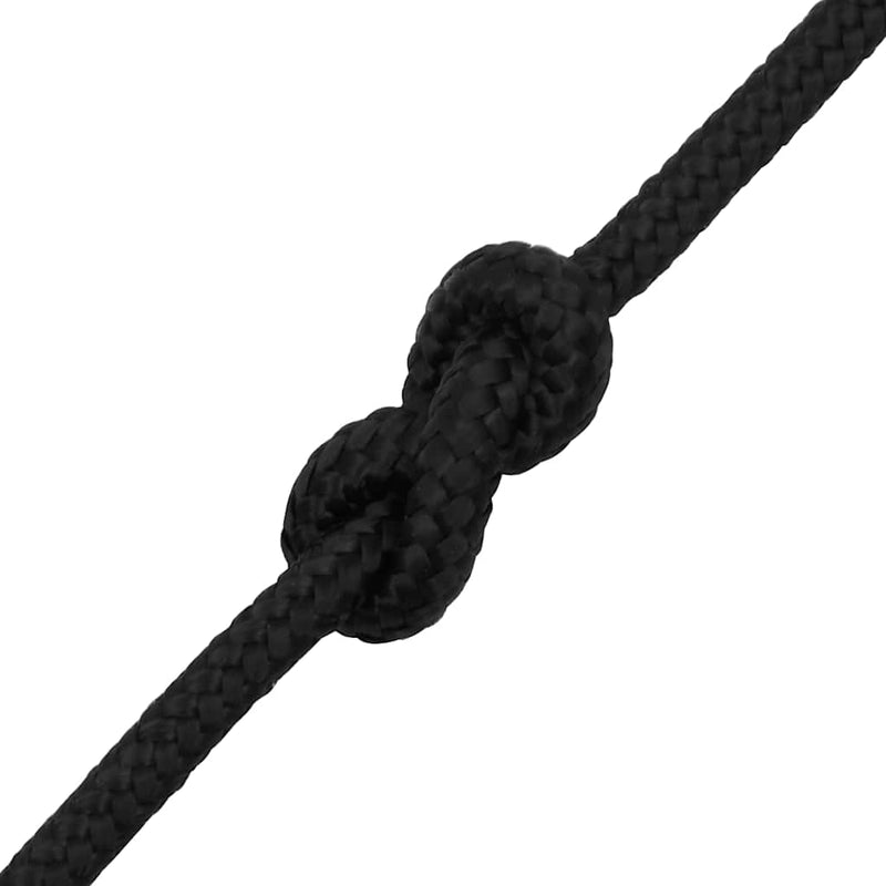 Frânghie de barcă, negru complet, 10 mm, 500 m, polipropilenă
