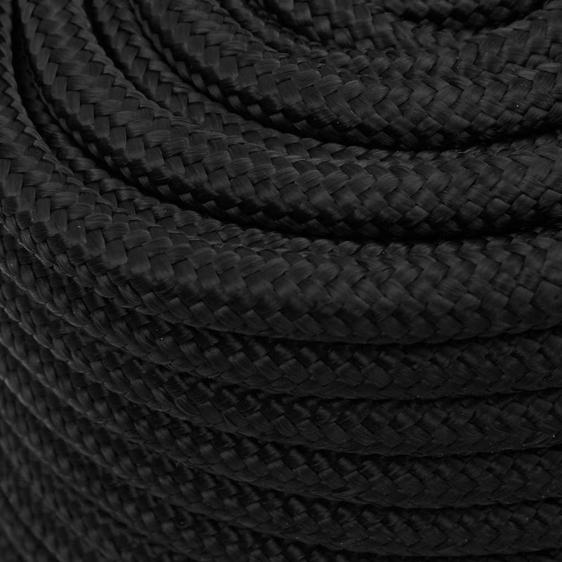 Frânghie de barcă, negru complet, 16 mm, 50 m, polipropilenă