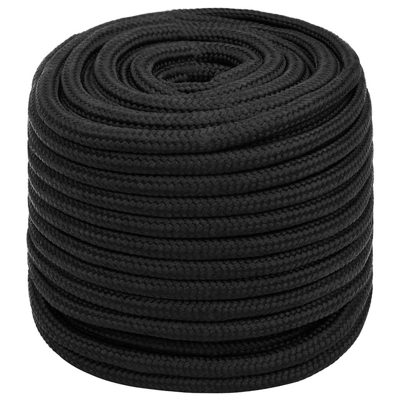 Frânghie de barcă, negru complet, 18 mm, 25 m, polipropilenă
