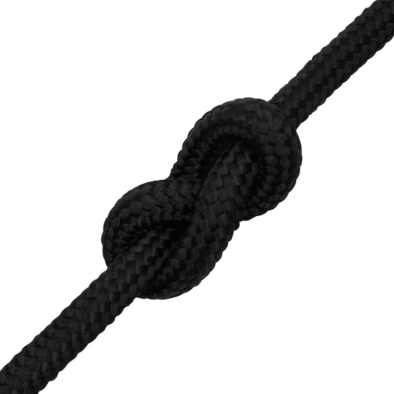 Frânghie de barcă, negru complet, 18 mm, 25 m, polipropilenă