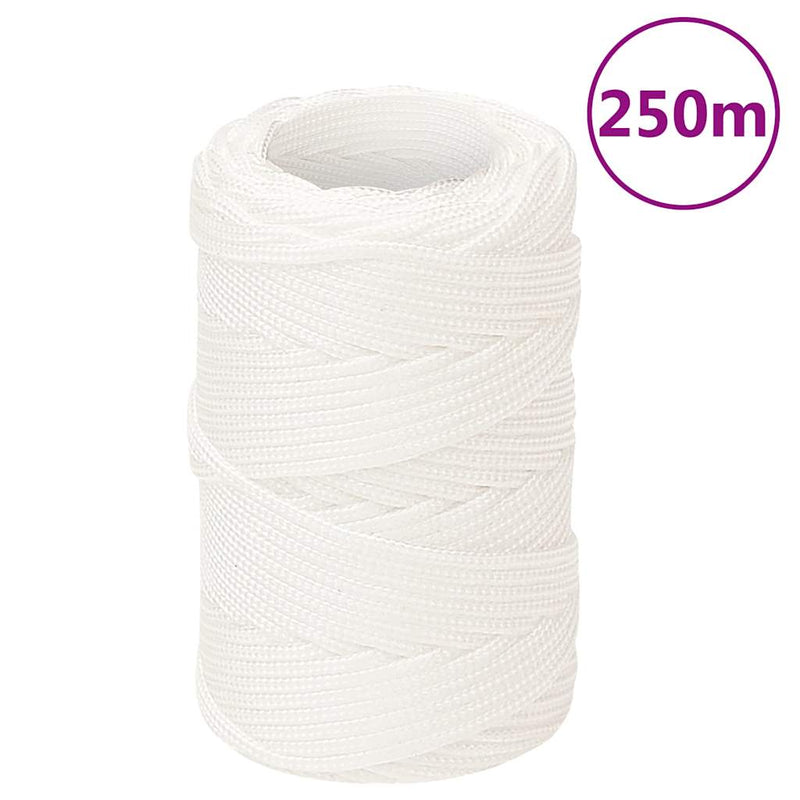 Frânghie de barcă, alb complet, 2 mm, 250 m, polipropilenă