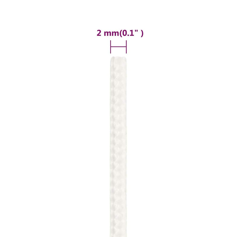 Frânghie de barcă, alb complet, 2 mm, 250 m, polipropilenă