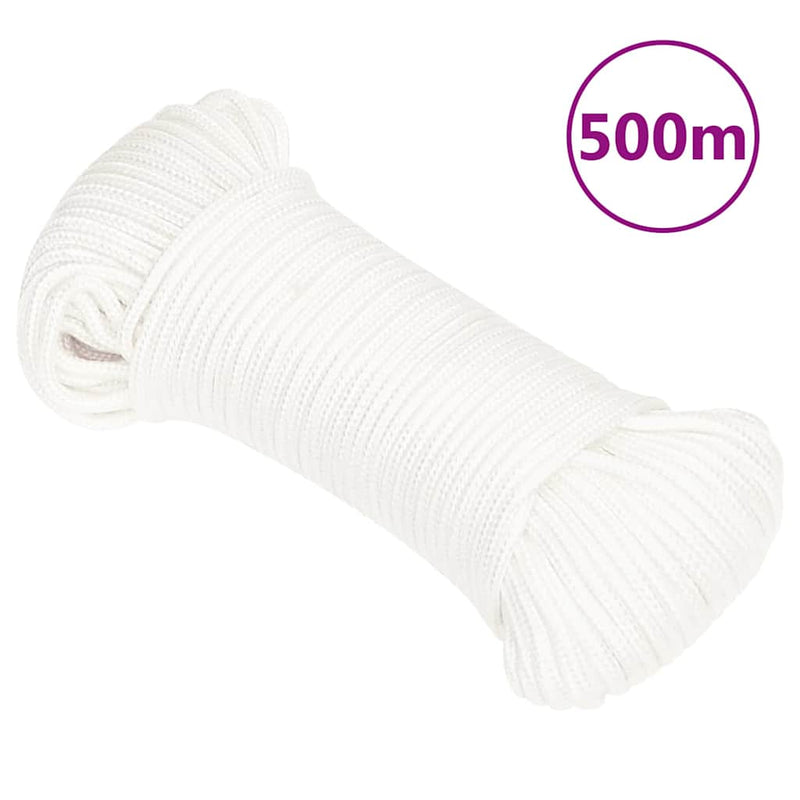 Frânghie de barcă, alb complet, 3 mm, 500 m, polipropilenă