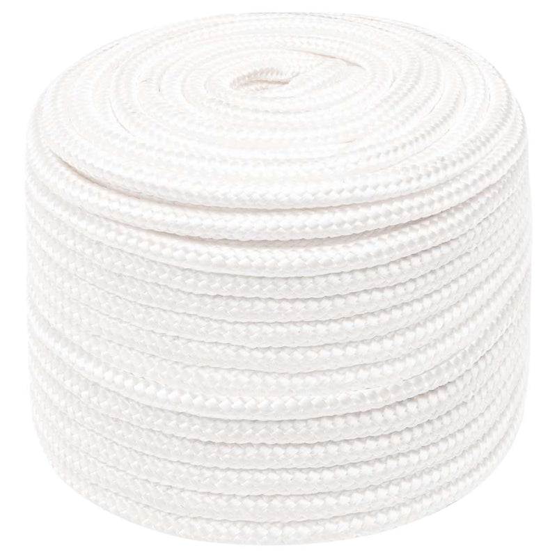 Frânghie de barcă, alb complet, 12 mm, 100 m, polipropilenă