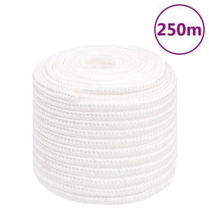 Frânghie de barcă, alb complet, 16 mm, 250 m, polipropilenă