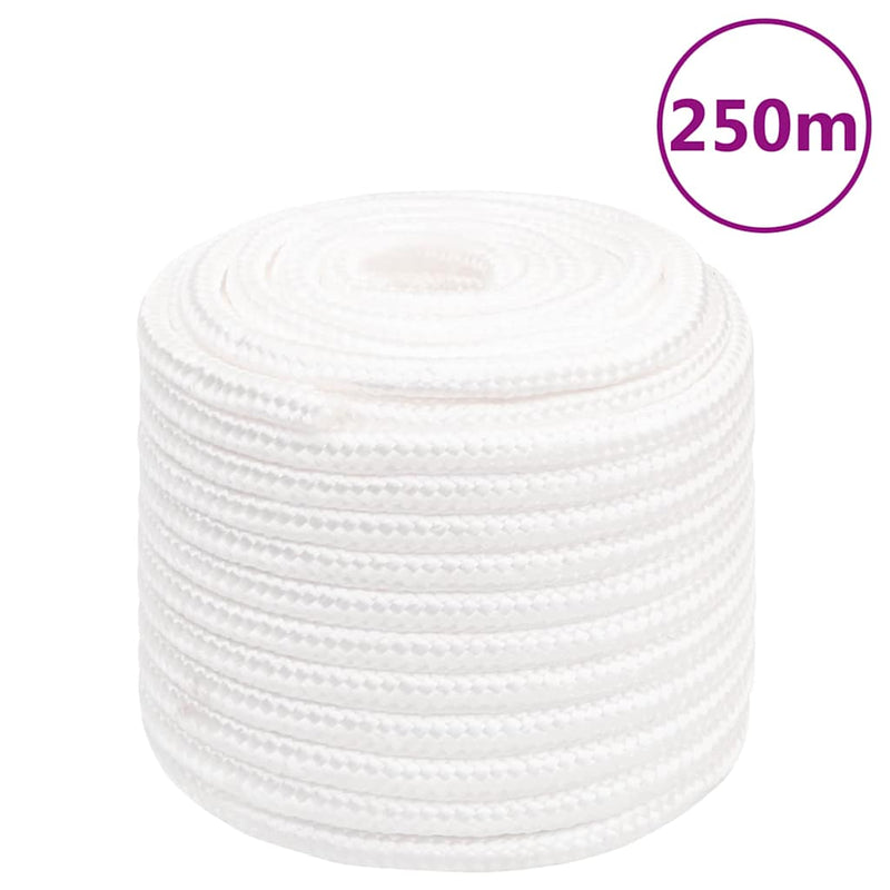Frânghie de barcă, alb complet, 16 mm, 250 m, polipropilenă