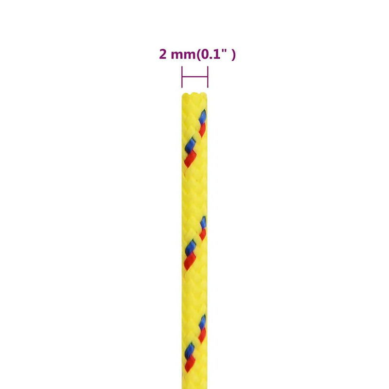 Frânghie de barcă, galben, 2 mm, 500 m, polipropilenă