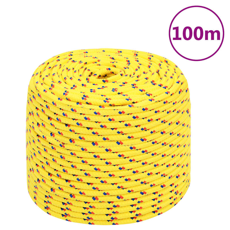 Frânghie de barcă, galben, 6 mm, 100 m, polipropilenă