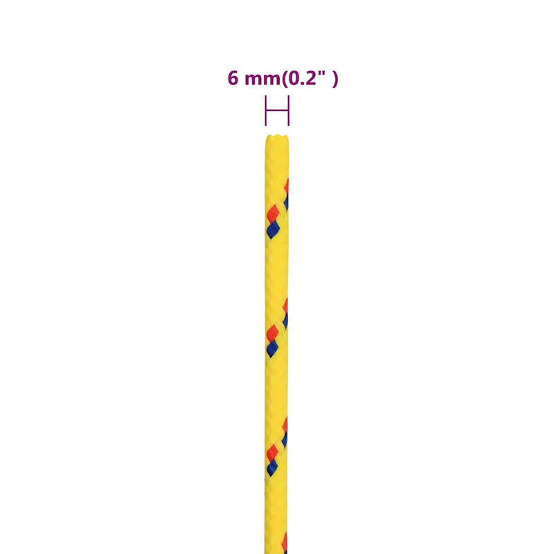 Frânghie de barcă, galben, 6 mm, 100 m, polipropilenă