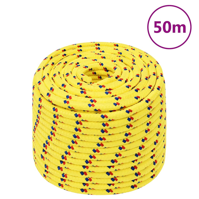 Frânghie de barcă, galben, 12 mm, 50 m, polipropilenă