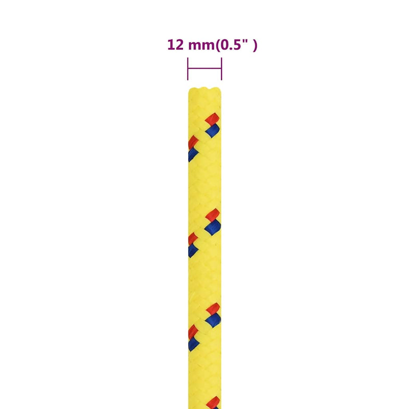 Frânghie de barcă, galben, 12 mm, 50 m, polipropilenă