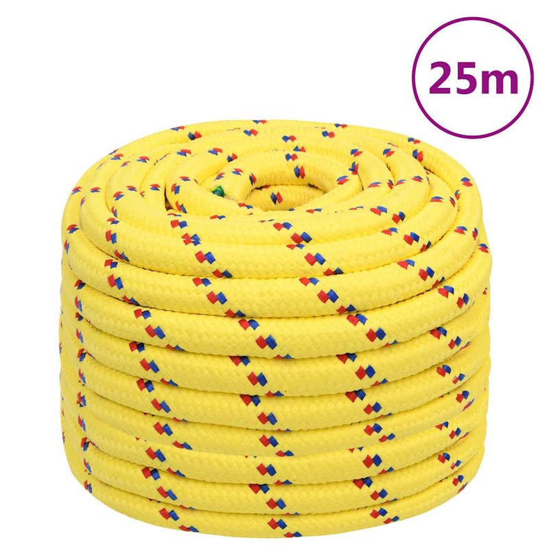 Frânghie de barcă, galben, 20 mm, 25 m, polipropilenă