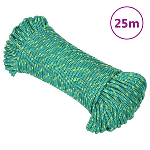 Frânghie de barcă, verde, 3 mm, 25 m, polipropilenă