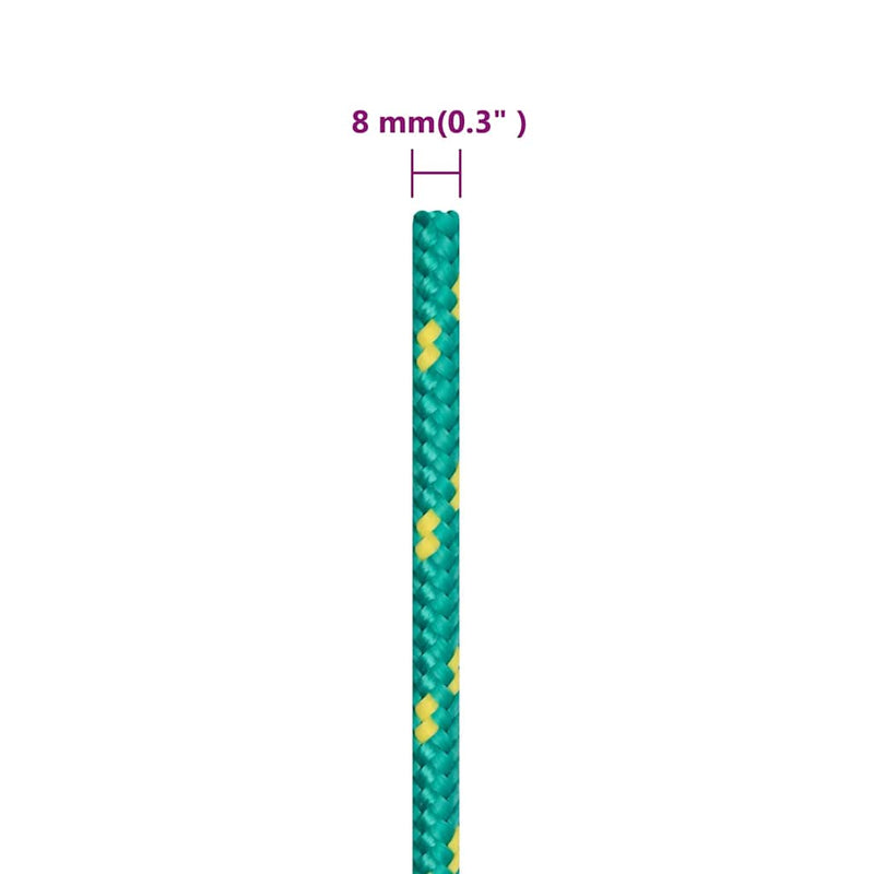 Frânghie de barcă, verde, 8 mm, 100 m, polipropilenă