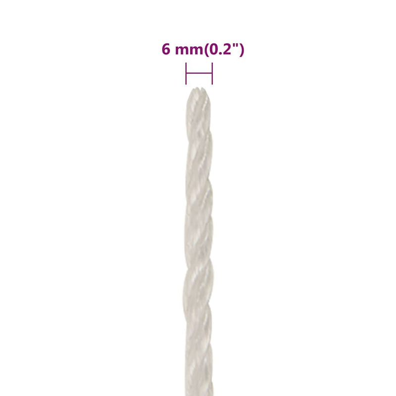 Frânghie de lucru, alb, 6 mm, 100 m, polipropilenă