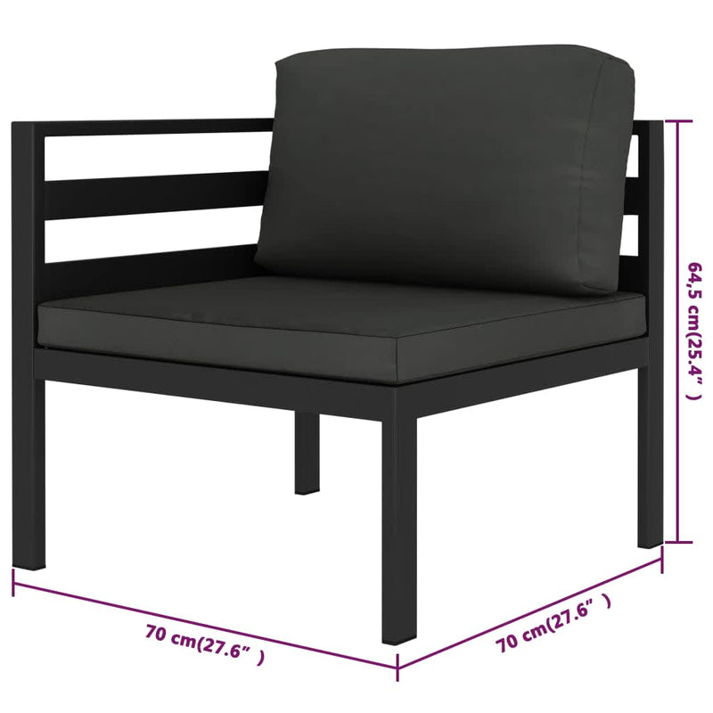 Set mobilier de grădină cu perne, 4 piese, antracit, aluminiu