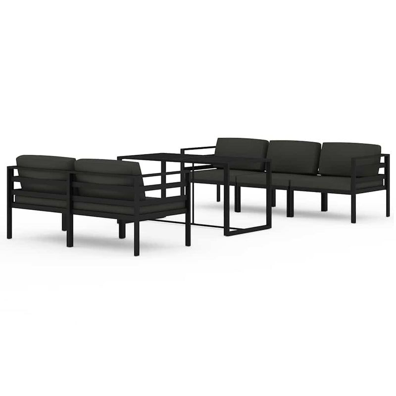 Set mobilier de grădină cu perne, 6 piese, antracit, aluminiu