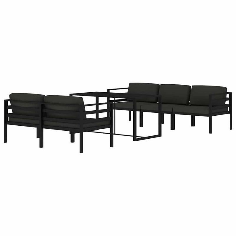 Set mobilier de grădină cu perne, 6 piese, antracit, aluminiu