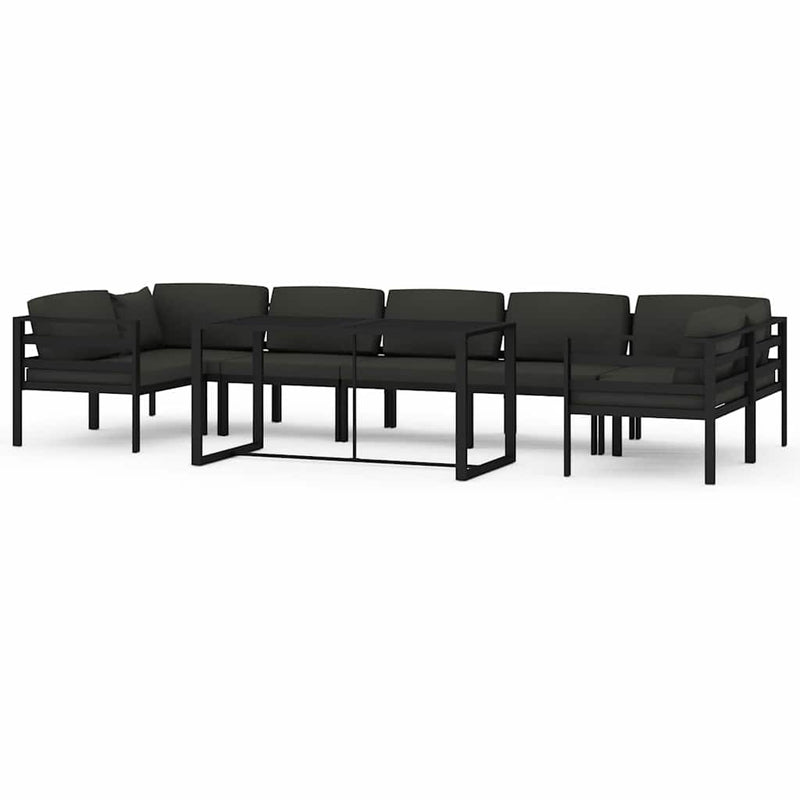 Set mobilier de grădină cu perne, 8 piese, antracit, aluminiu