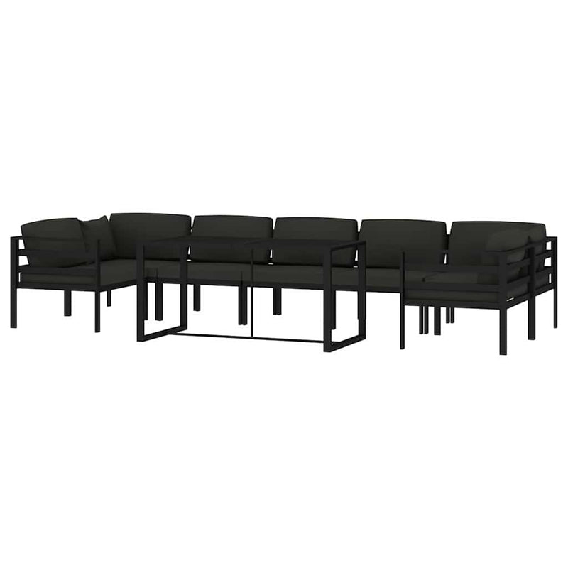 Set mobilier de grădină cu perne, 8 piese, antracit, aluminiu