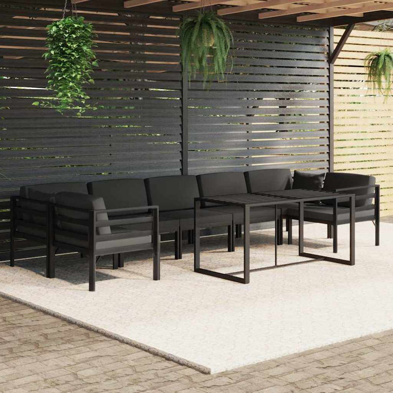Set mobilier de grădină cu perne, 8 piese, antracit, aluminiu