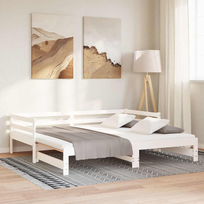 Pat extensibil de zi fără saltea, alb, 80x200 cm