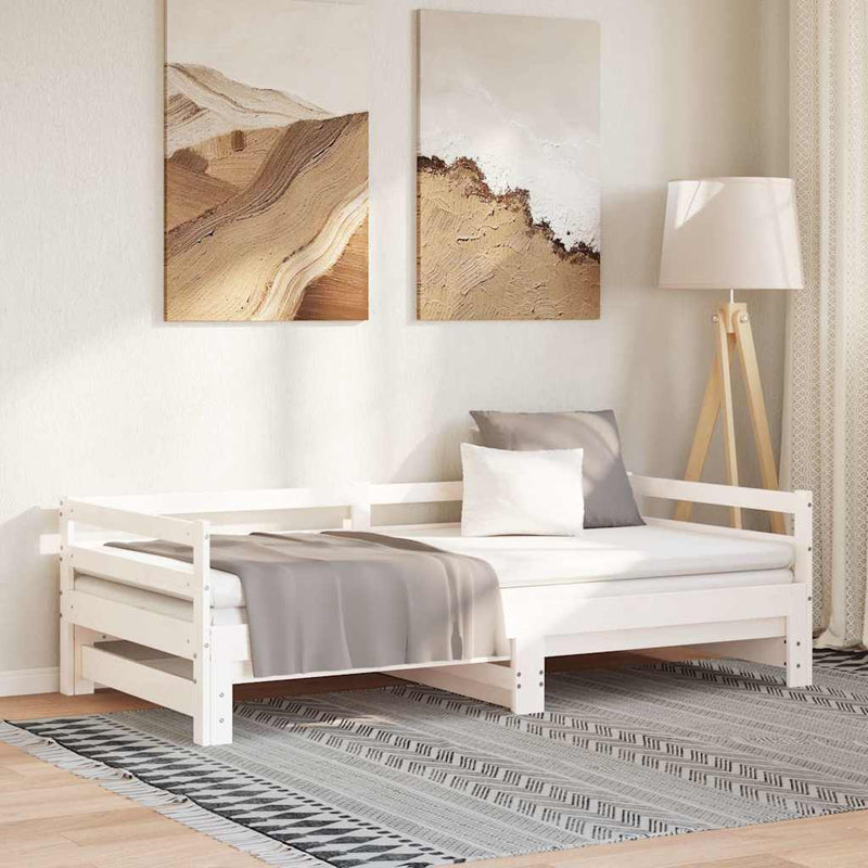 Pat extensibil de zi fără saltea, alb, 80x200 cm