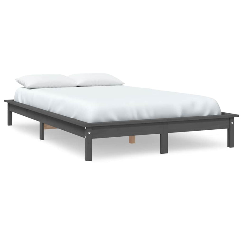 Cadru de pat King Size, gri, 150x200 cm, lemn masiv de pin