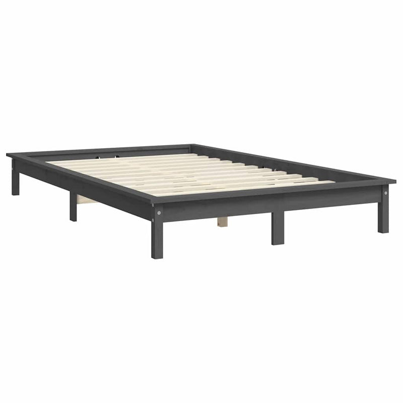 Cadru de pat King Size, gri, 150x200 cm, lemn masiv de pin
