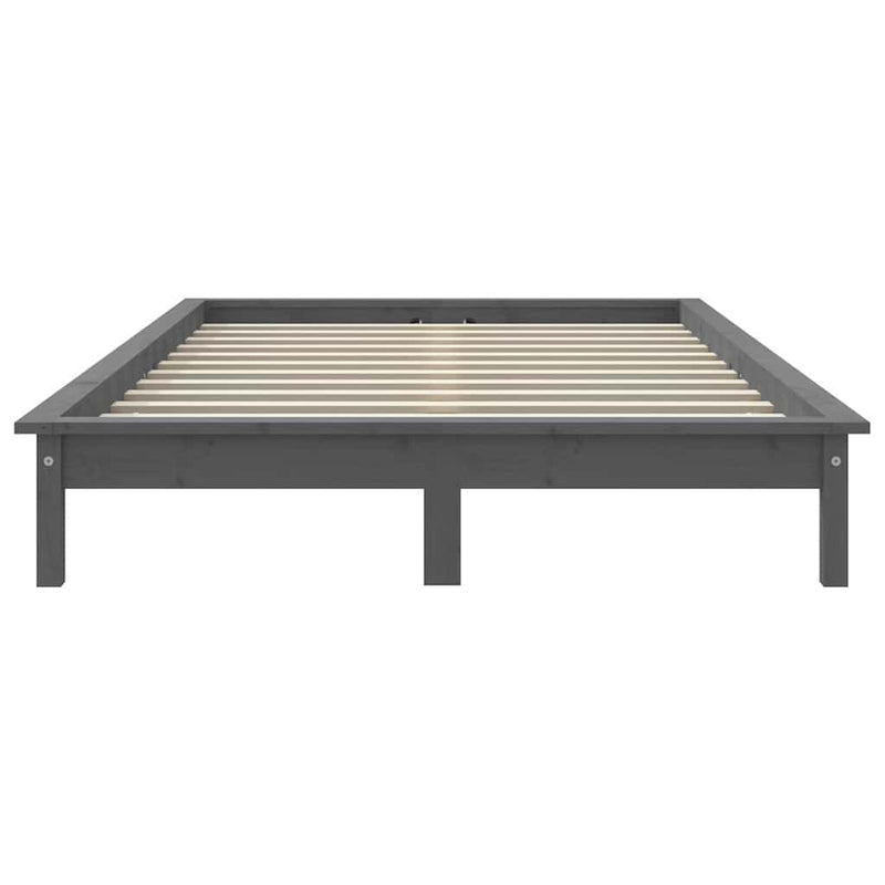 Cadru de pat King Size, gri, 150x200 cm, lemn masiv de pin