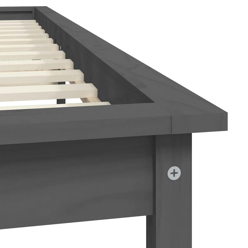 Cadru de pat King Size, gri, 150x200 cm, lemn masiv de pin