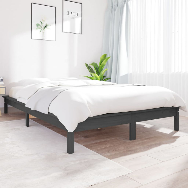 Cadru de pat King Size, gri, 150x200 cm, lemn masiv de pin