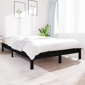 Cadru de pat, negru, 160x200 cm, lemn masiv de pin