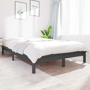 Cadru de pat Super King, gri, 180x200 cm, lemn masiv de pin