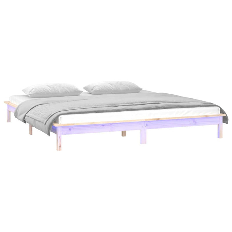 Cadru de pat cu LED, 200x200 cm, lemn masiv