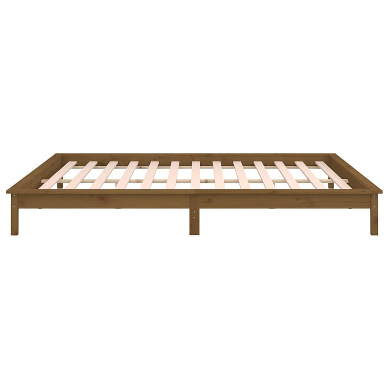 Cadru de pat cu LED, maro miere, 200x200 cm, lemn masiv
