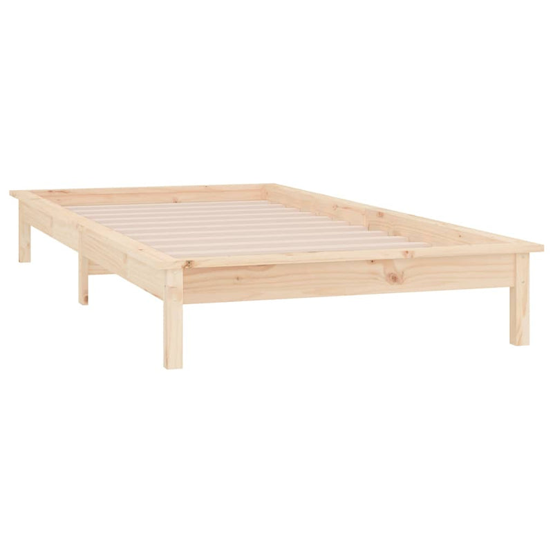 Cadru de pat cu LED, mic single, 75x190 cm, lemn masiv