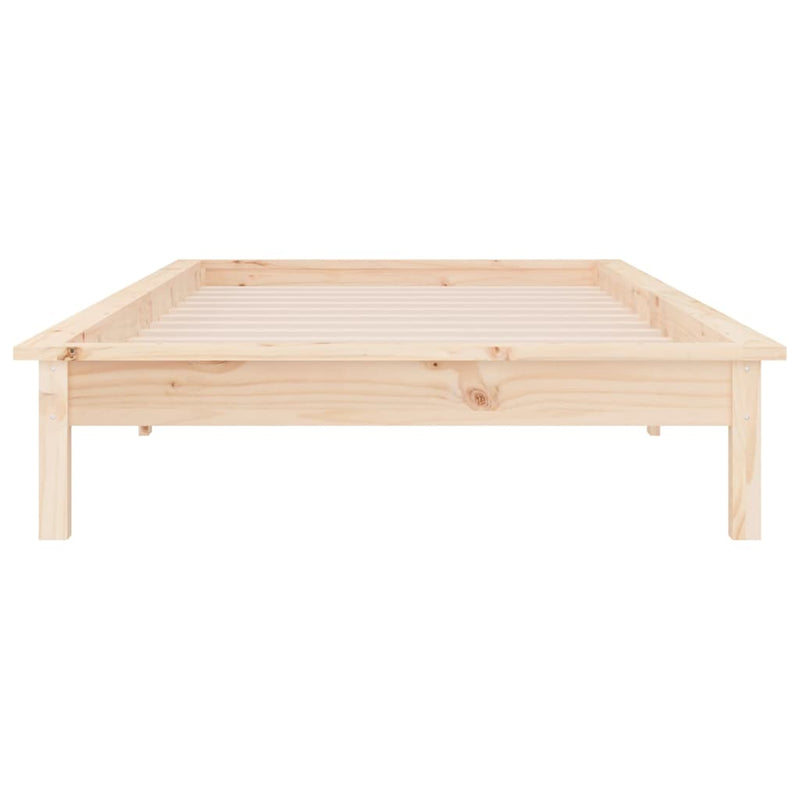 Cadru de pat cu LED, mic single, 75x190 cm, lemn masiv