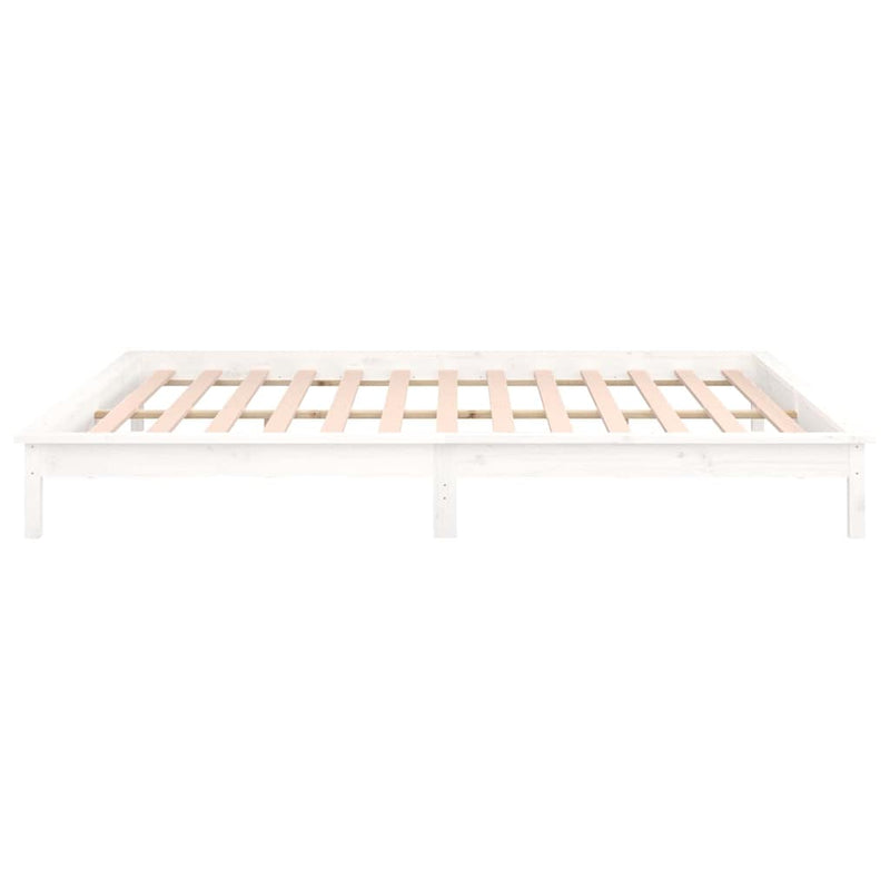 Cadru de pat cu LED mic dublu, alb, 120x190 cm, lemn masiv
