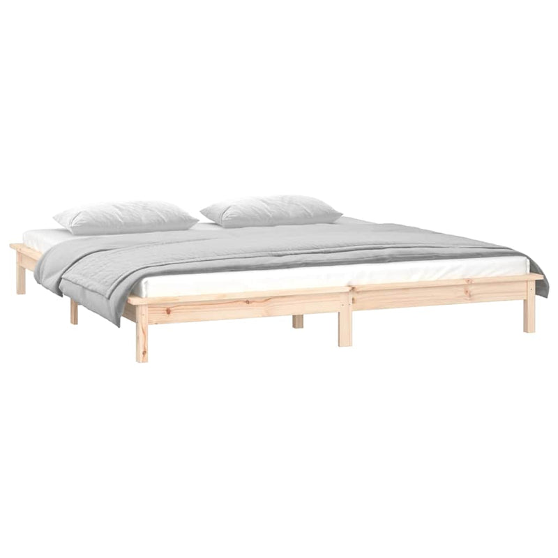 Cadru de pat cu LED, 140x190 cm, lemn masiv