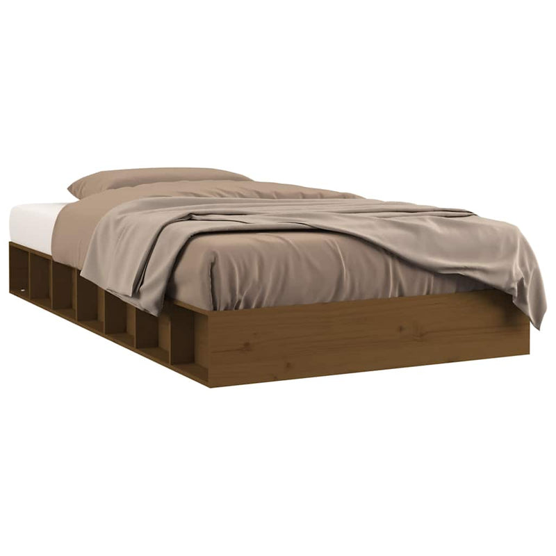 Cadru de pat mic Single maro miere 75x190 cm lemn masiv