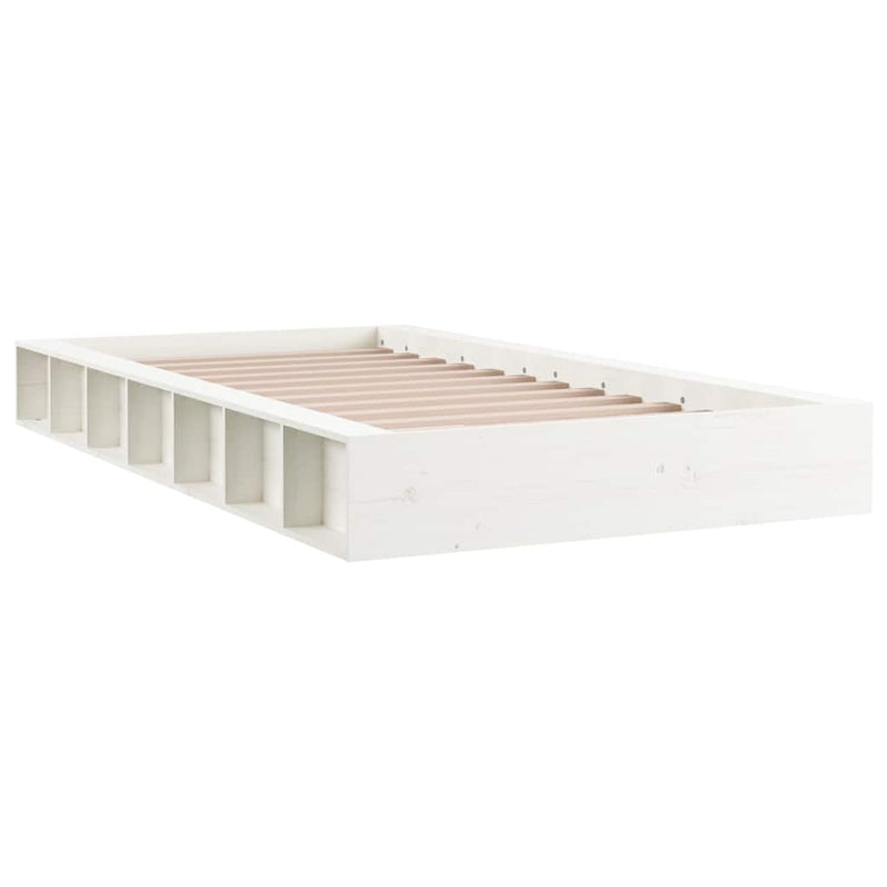 Cadru de pat single, alb, 90x190 cm, lemn masiv