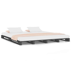 Pat din paleți Small Double gri, 120x190 cm, lemn masiv pin