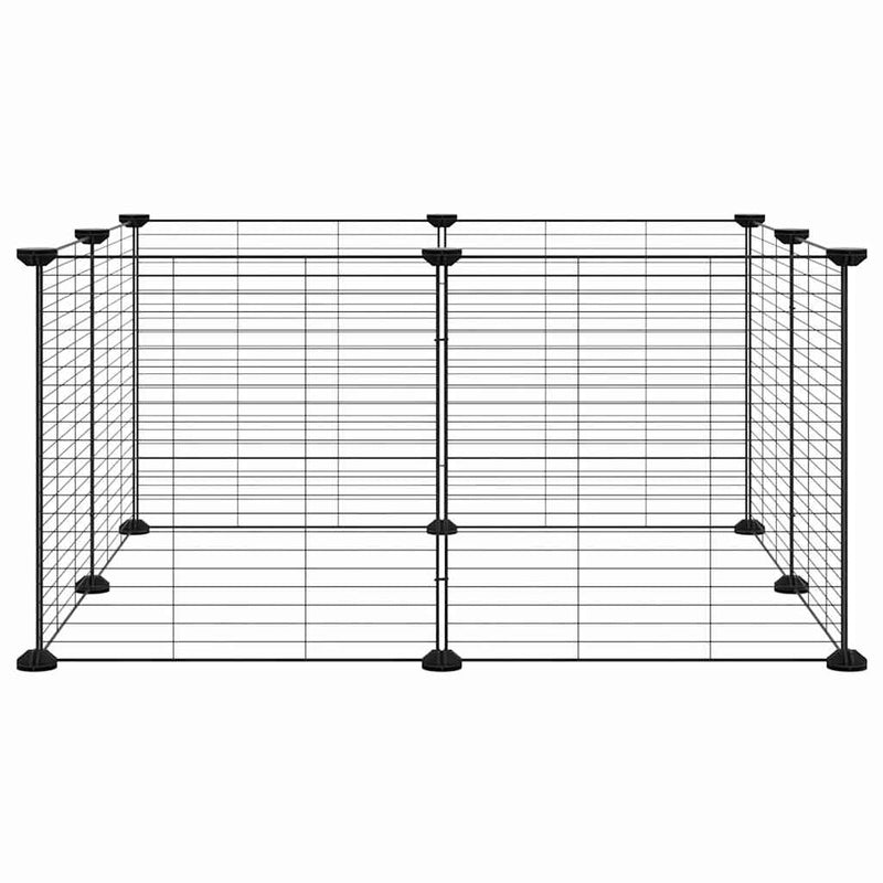 Cușcă pentru animale de companie cu 8 panouri, neagră, 70x70x35 cm, oțel